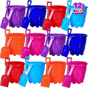 ArtCreativity 6" Beach Sand Castle Buckets and Shovels Set – 12 Pails Buckets and 12 Shovels - 1 of 4