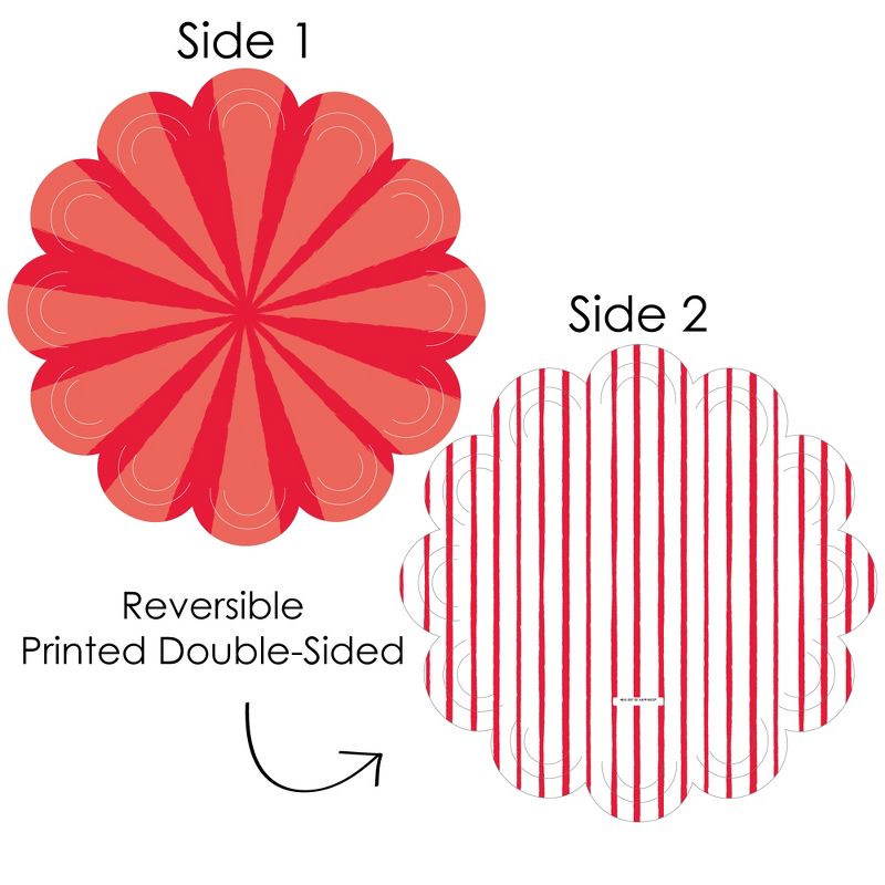 Big Dot of Happiness Red Stripes - Simple Party Round Table Decorations - Paper Chargers - Place Setting For 12, 3 of 9