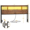Aheaplus Headboard with Storage shelves and Charging Station, Wood Headboard with LED Light - 4 of 4