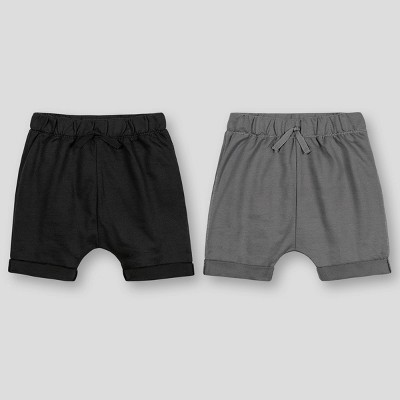 Image of Lamaze Baby Boys' 2pk Organic Harem Shorts - Black Newborn