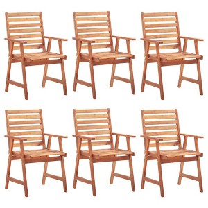 vidaXL Outdoor Chair Set of 6 Brown, Grey Solid Acacia wood, Polyester - 1 of 4