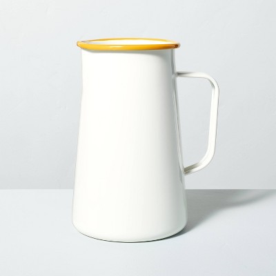 76oz Enamel-Coated Beverage Pitcher Cream/Gold - Hearth & Hand™ with Magnolia