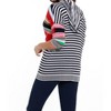 Women's Striped 3/4 Zip Hooded Cardigan - ANGEL - 2 of 4