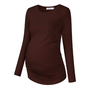 Maternity Shirt Side Button and Ruched Maternity Tunic Tops - 1 of 4