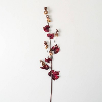 44"H Sullivans Artificial Christmas Gold Berry Burgundy Foliage, Indoor Christmas Decor
