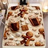 Lomsoe Christmas Flannel Blanket - Marshmallows & Candy Cane Design in Brown/Beige for Couch Bedspread, Travel. - 4 of 4