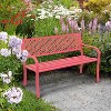 VINGLI 50" Outdoor Bench Metal with Floral Back, Garden Bench Front Porch Bench for Yard Patio Entryway Park Outside, 800lb Capacity - Pink - 2 of 4