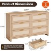 6 Drawer Rattan & Wooden Dresser for Bedroom, Rattan Chest of Drawers, MDF Chest of Drawers, Boho Dresser Chest - 2 of 4