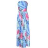 WhizMax Women's Strapless Bohemian Floral Party Maxi Dress High Waist ube Top Boho Beach Dress with Pockets - 3 of 4