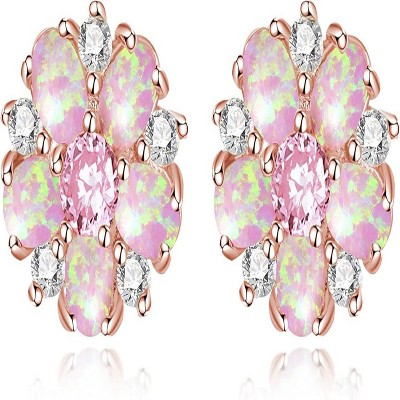 Attop White Gold/Rose Gold Plated Ladies Flower Stud Earrings Cute Unique Earrings