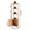 Artloge Tall Bamboo Freestanding Storage Cabinet Bathroom Storage Organizer Toilet Corner Rack with 4 Shelve & 3 Hooks - 3 of 4