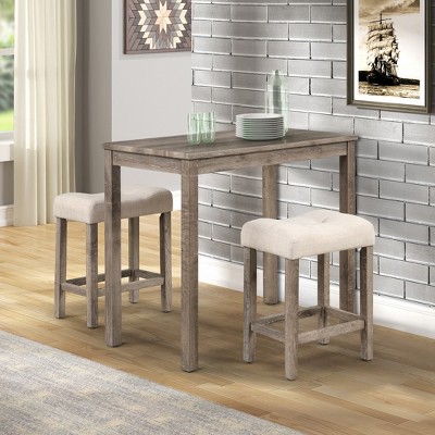 VYNXARIA Wood 3-Piece Counter Height Dining Set, Taupe
