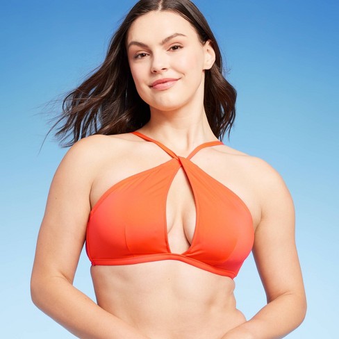 Women's Longline Keyhole Halter Bikini Top - Shade & Shore™ Orange 32B