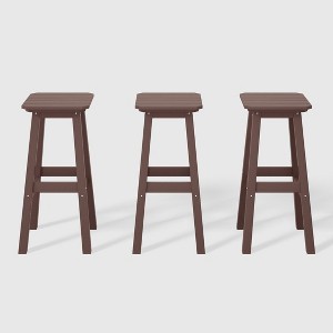 WestinTrends Malibu 29" All Weather Hdpe Outdoor Patio Square Backless Bar Stool (Set of 3) - 1 of 4