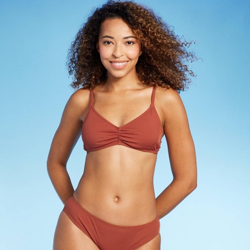 Women's Ribbed Longline V-wire Bikini Top - Shade & Shore™ Red 32a