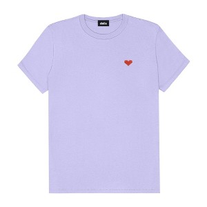 Dalix Pixel Heart Embroidered Lightweight Relaxed Jersey Tee Summer Cute Love Womens - 1 of 4