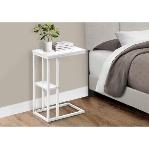 Vynxaria Contemporary C-Shaped Accent Table - White Laminate & White Metal, 18.25" L x 10.25" W x 25.25" H - 1 of 4