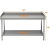 Acekool 36" NSF Stainless Steel Prep Table with Backsplash – Adjustable Commercial Workstation for Restaurants & Home Kitchens - 2 of 4