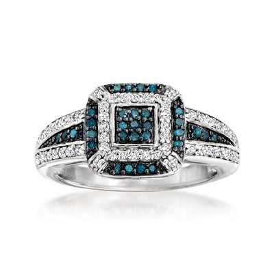 Ross-Simons 0.49 ct. t.w. Blue and White Diamond Ring in Sterling Silver
