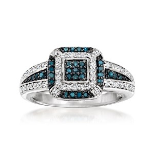 Ross-Simons 0.49 ct. t.w. Blue and White Diamond Ring in Sterling Silver - 1 of 4