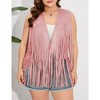 Whizmax Women's Plus Size Tassel Vest Hippie Faux Suede Rivets Sleeveless Costume Fringe Jacket - 2 of 4