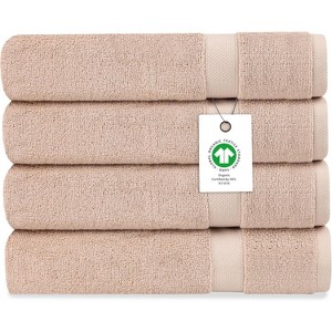 Delara 100% Organic Cotton 650 GSM Long Staple, Soft, Quick Dry & Ultra-Absorbent Bath Sheet (Pack of 4) - 1 of 4