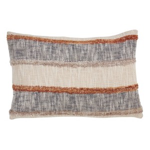Saro Lifestyle Poly-Filled Horizontal Striped Design Throw Pillow - 1 of 3