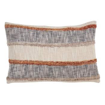 Saro Lifestyle Poly-Filled Horizontal Striped Design Throw Pillow