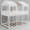Full Over Full House Bunk Bed with Roof, Window, Guardrail, Ladder, No Box Spring Needed, Wood Frame for Kids or Teens - 3 of 4