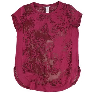 bar III Womens Burnout Lace Embellished T-Shirt - 1 of 2