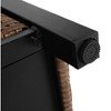 Outdoor Kitchen Wicker Island Rolling Cart & Storage Cabinet, Wheels and Stainless Steel Extended Table Top Brown - 4 of 4