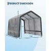 7x15FT Carport with 2 Roll-Up Doors & Vents, 240G Heavy-Duty Waterproof PE Tarp, UV-Resistant Storage Sheds for Motorcycle, Firewood & Tools - 2 of 4