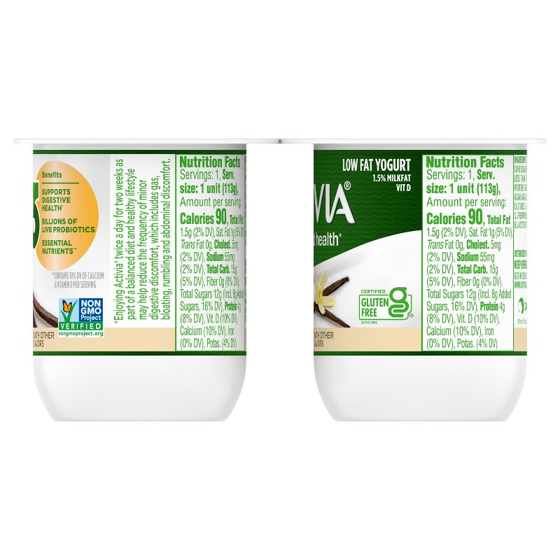Activia Low Fat Probiotic Vanilla Yogurt - 4ct/4oz Cups, 5 of 13