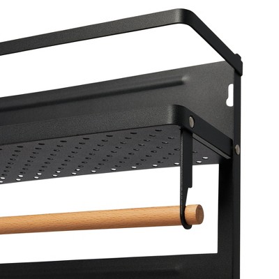 Black Metal Magnetic Organizer with Wooden Dowels