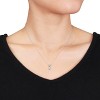EVERLY JEWELRY | 10k White Gold Diamond and Aquamarine Heart Shaped Pendant with Chain - 3 of 4