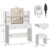 Acekool Vanity Desk with Lighted Mirror, Stool, Power Outlet, 6 Shelves, 2 Large Drawers, 3-Color Adjustable LED, Makeup Vanity for Bedroom, White - 4 of 4