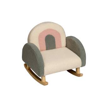 Upholstered Rocking Kids' Chair White/Pink/Gray - Gift Mark