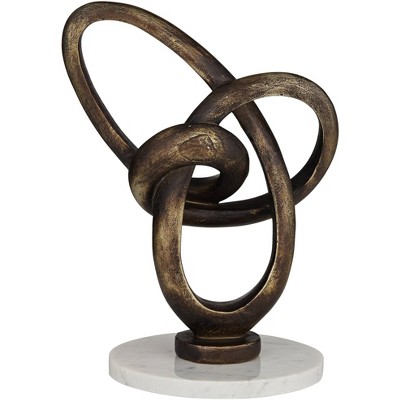 Studio 55D Twist Abstract 8 1/2" High Bronze and White Marble Sculpture