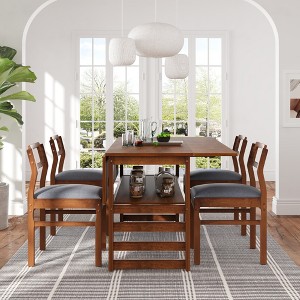 ModernLuxe 5 PCS Extendable Dining Table Set for 4, Dining Set Dinette Kitchen Table Set with Drop Leaves, Storage Shelf, 4 Upholstered Chairs - 1 of 4