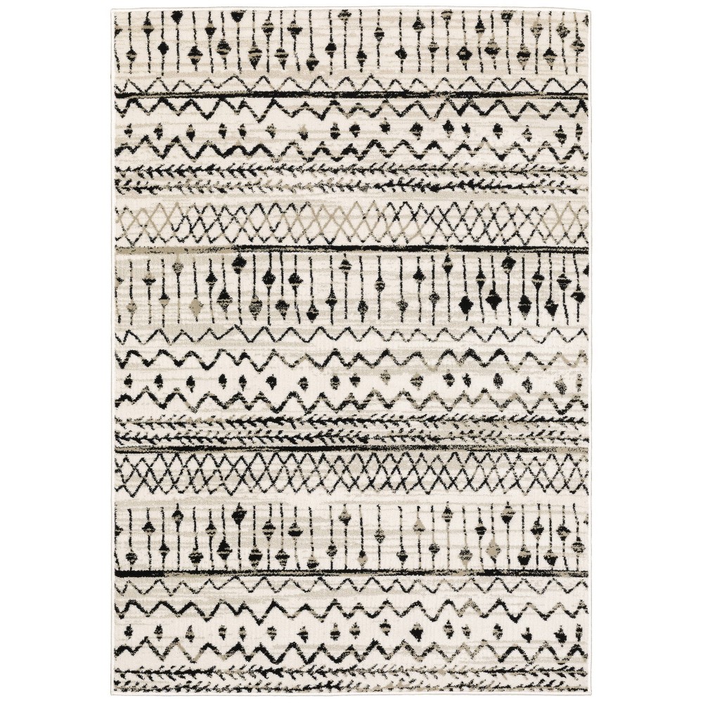  Gabriella Geometric Etchings Rug Ivory/Black