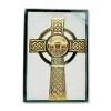Slickblue Celtic Wall Cross, Claddagh Ring Center with Knotwork, Brass Wall Decor, 5"x7.7", Satin/Golden Finish - 3 of 4
