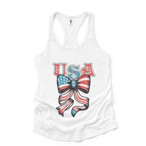Simply Sage Market Coquette USA Bow Grunge Racerback Tank - 1 of 4
