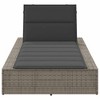 vidaXL Sunbed Gray Poly Rattan Outdoor Lounger - Adjustable Backrest with Cushion for Patio, Balcony, Garden or Poolside Relaxation - 4 of 4