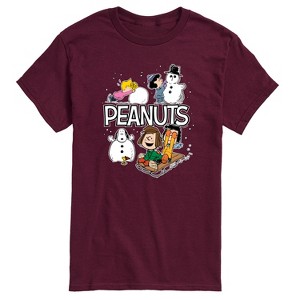 Men's - Peanuts - Peanuts Winter Stickers Short Sleeve Graphic T-Shirt - 1 of 4