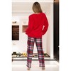 ADR Women's Soft Warm Fleece Pajamas Lounge Set, Long V Neck Top and Pants, PJ - 3 of 4