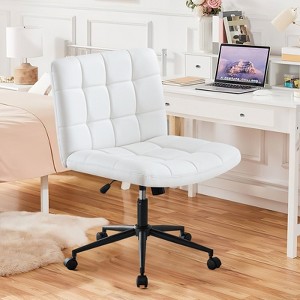 TiramisuBest Ivory White PU Leather Office Chair, Wheels, Lumbar Support, Adjustable Height - 1 of 4