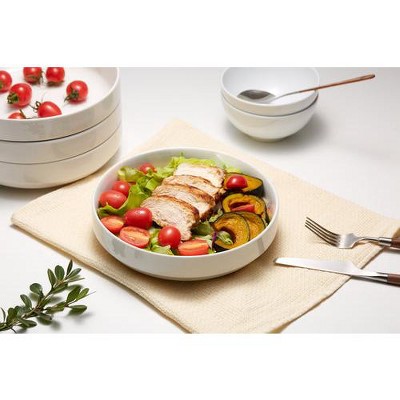 White Ceramic 47 oz Microwave and Dishwasher Safe Pasta Bowls, Set of 4