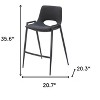 HomeRoots Set of Two 26" Black Faux Leather And Steel Low Back Counter Height Bar Chairs - 3 of 4