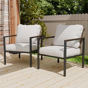 EAGLE PEAK Sunset Dune Collection Modern Patio Furniture Chair, Wicker Metal Outdoor Dining Chairs - 1 of 4
