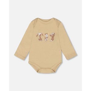 Deux par Deux Boy Organic Cotton Onesie Light Caramel - 1 of 4